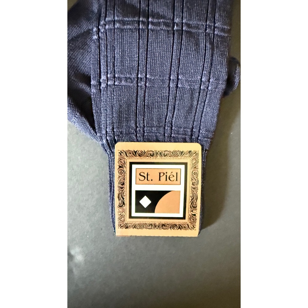 St. Piel Navy Blue Box Pattern Dress Socks Made in USA Fits Size 10-13